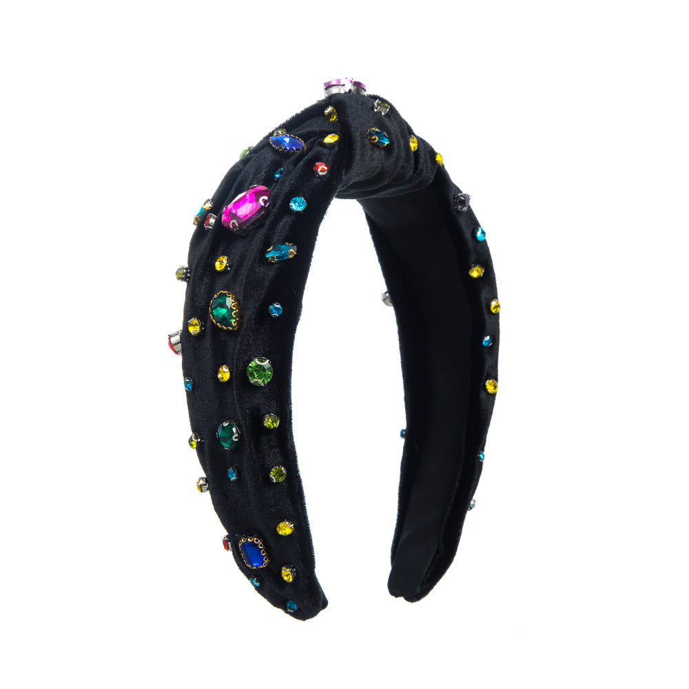 Colorful Knotted Crystals Fabric Headband