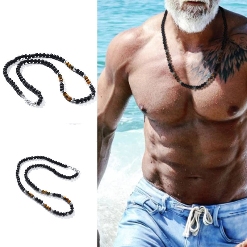 Black Matte Volcanic Rock Necklace