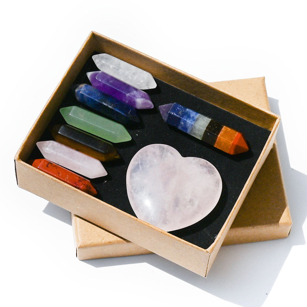 Natural Crystal Hexagon Prism Set