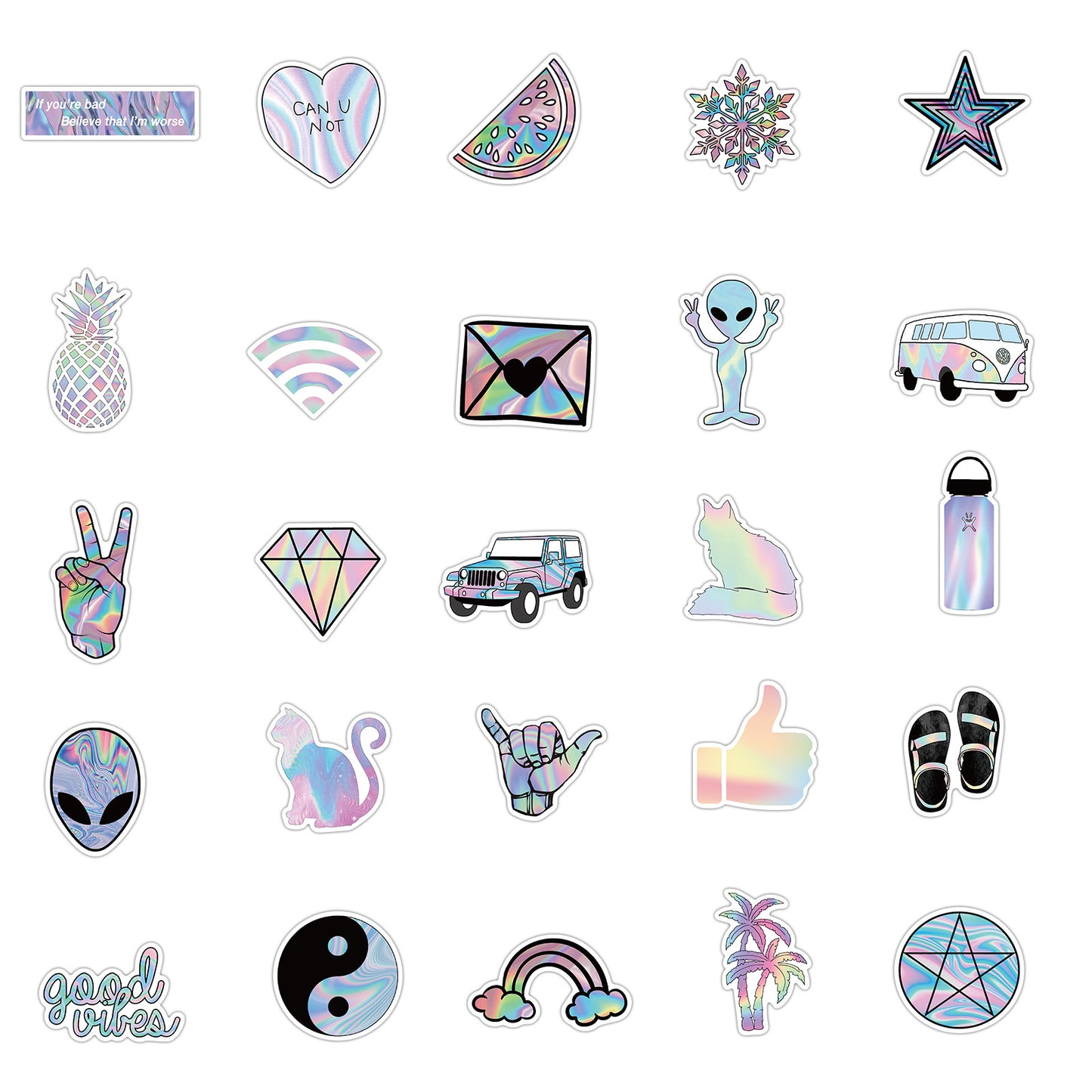 Assorted Holographic Waterproof Stickers