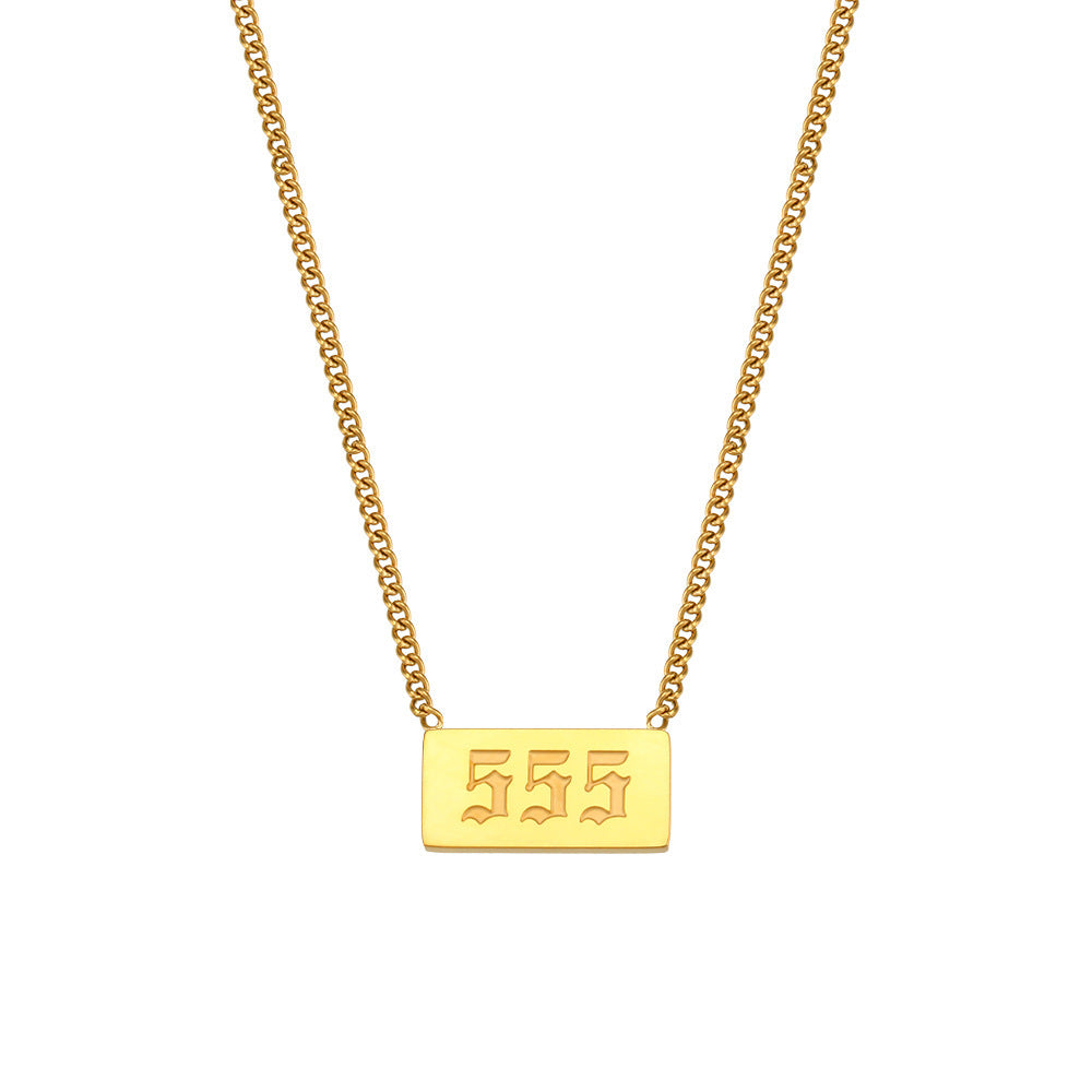 Temperament Numerology Titanium Steel 18K Gold Necklace