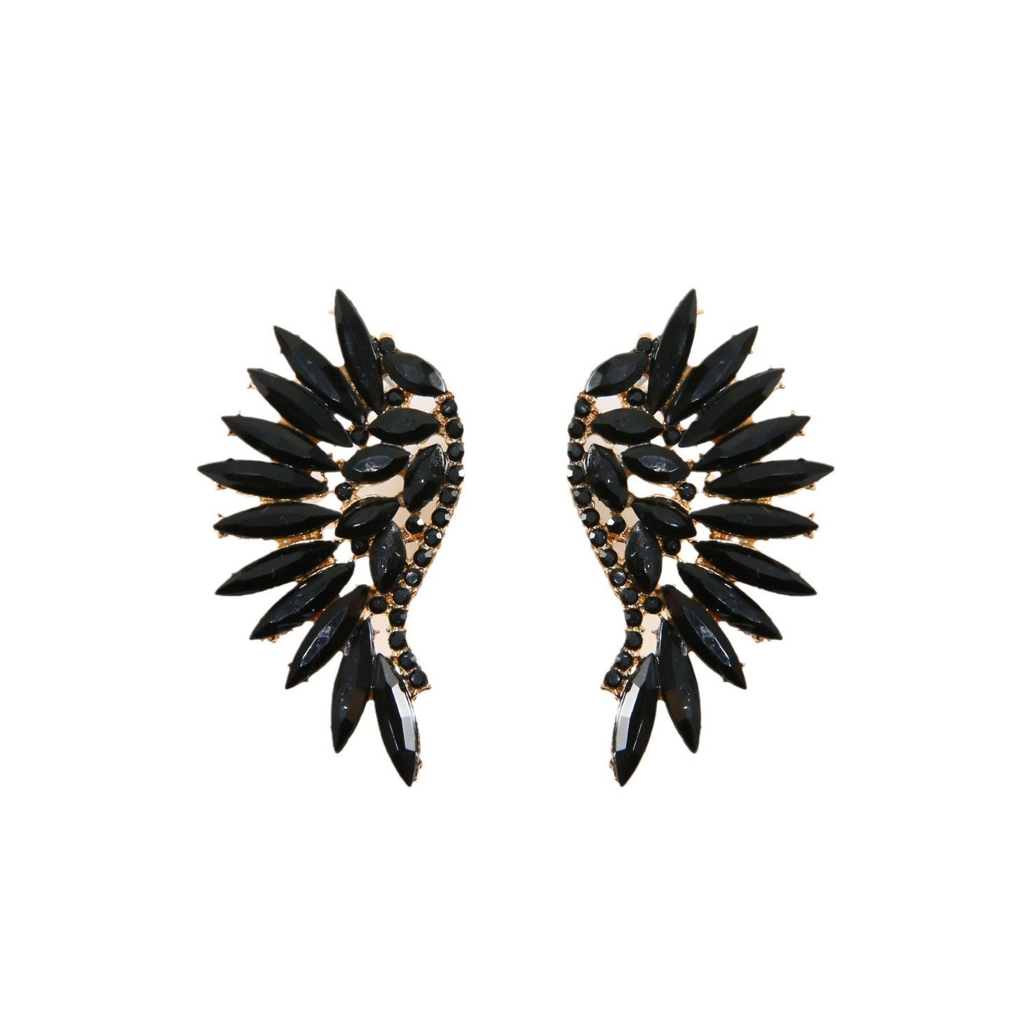 Exaggerated Micro-inlaid Crystal Wing Earrings