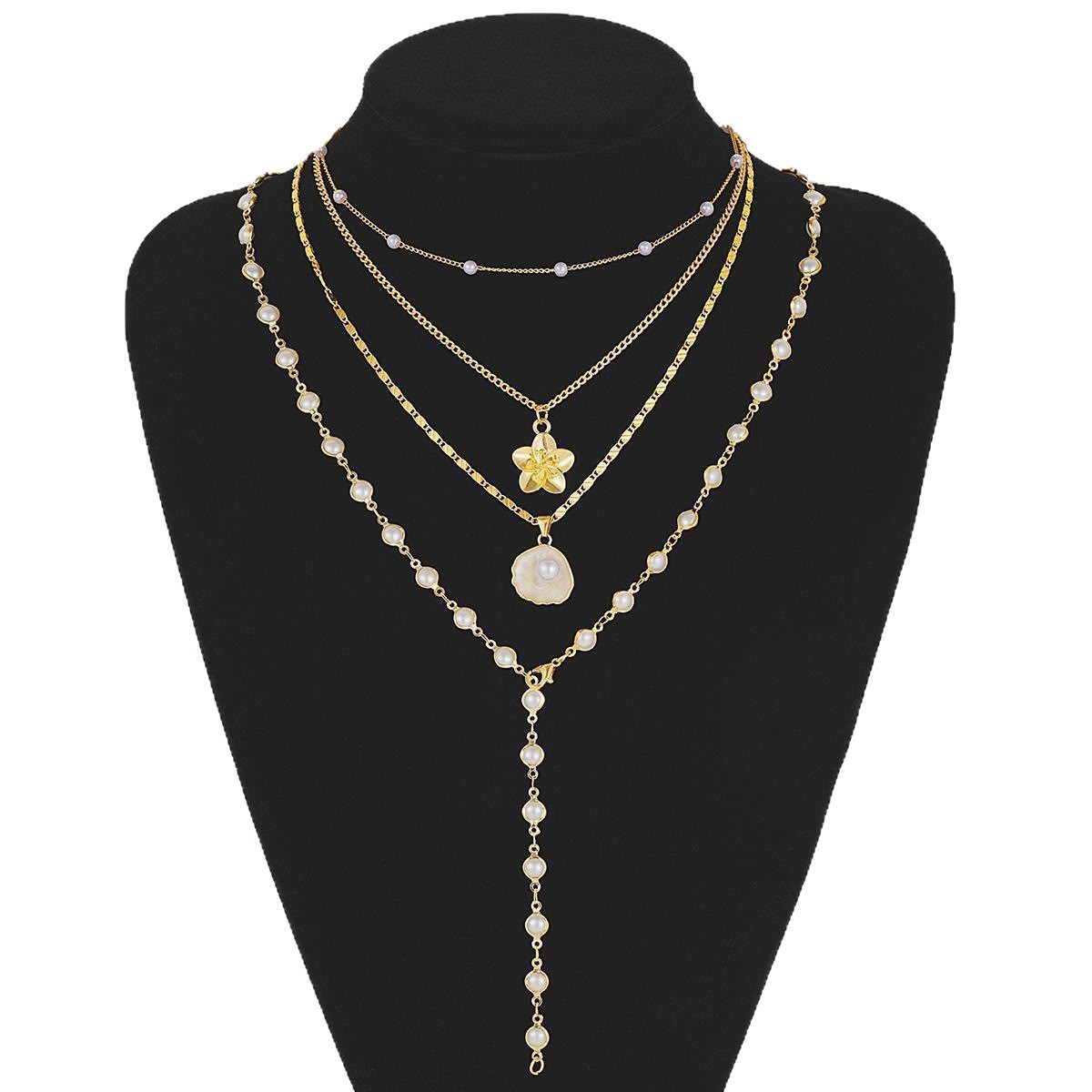 Long Retro 4-piece Sweater Necklace Chain Set