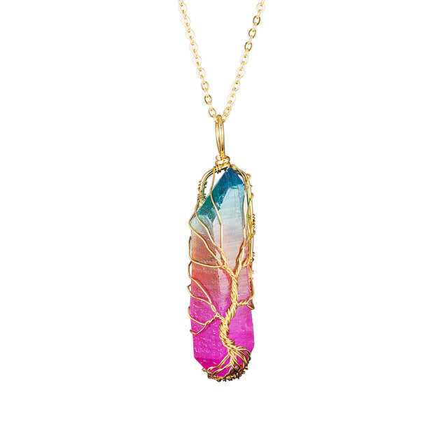 Natural Crystal Copper Wire Necklace For Women And Men