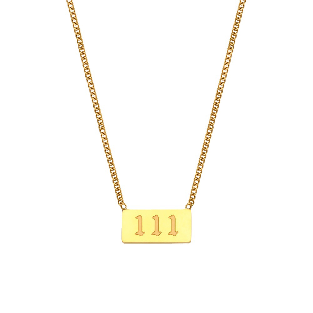 Temperament Numerology Titanium Steel 18K Gold Necklace
