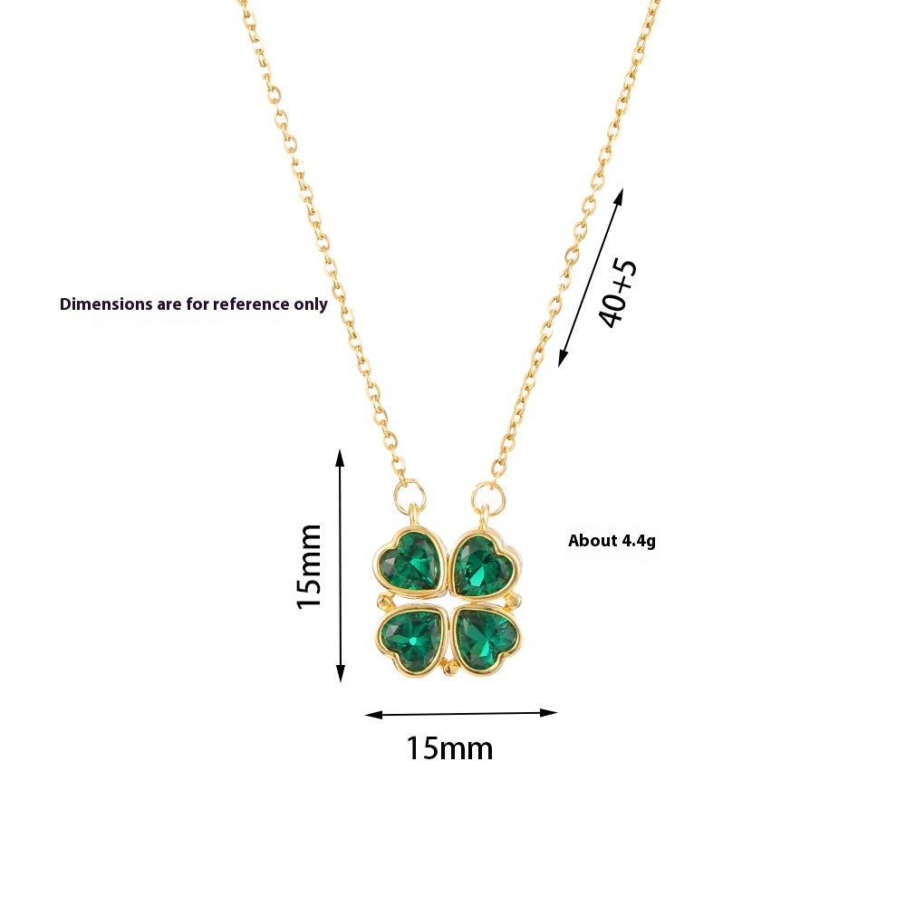 "Emerald Clover" - Titanium Steel Necklace