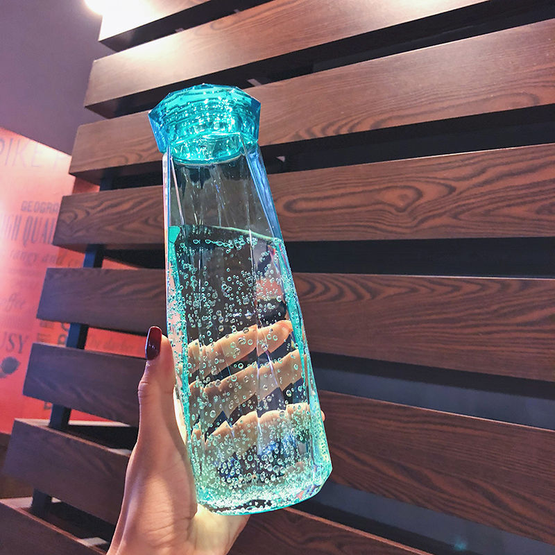 "Colorful Crystals"- BPA Free Glass Water Bottle (Perfect for Kids)