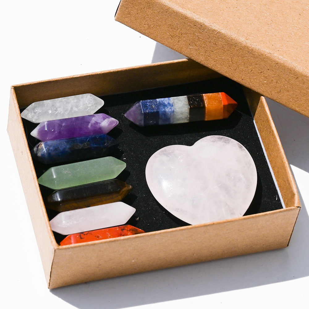 Natural Crystal Hexagon Prism Set