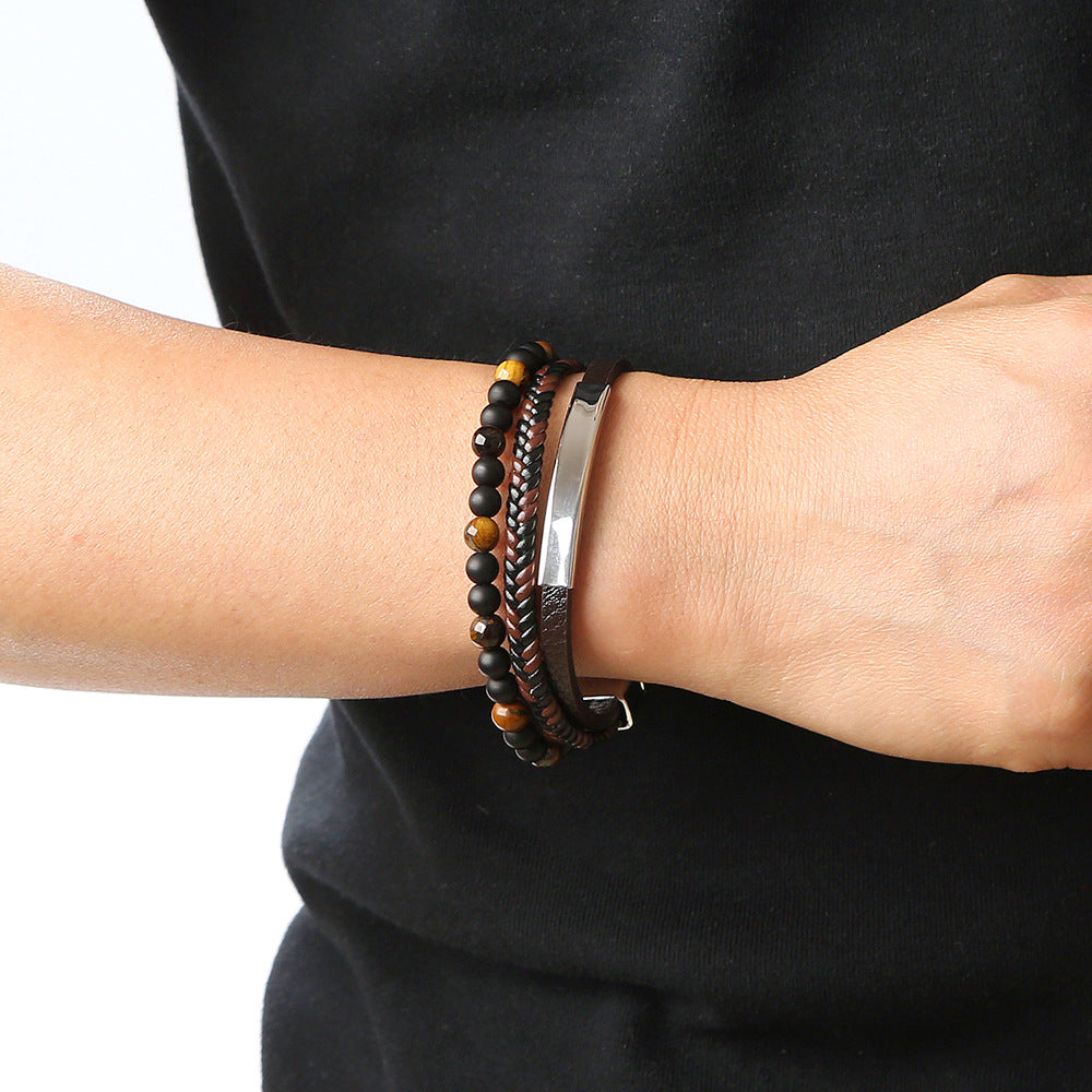 Beaded Magnetic Stainless Steel Buckle Bracelet