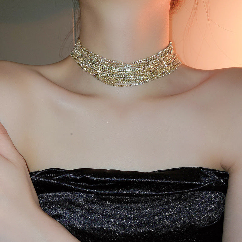 "Own the Night" - Multi-Layered Rhinestone Necklace