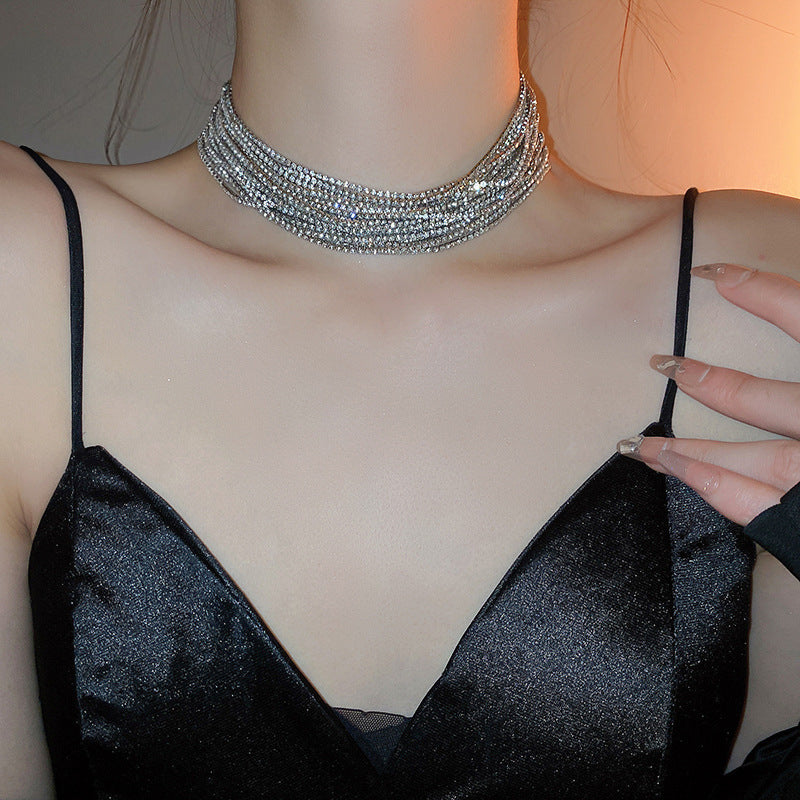 "Own the Night" - Multi-Layered Rhinestone Necklace