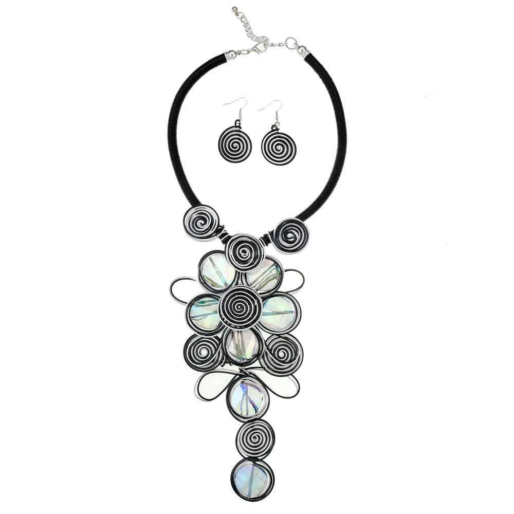 "Uniquely Divine" - Handmade Glass Aluminum Wire Necklace and Earrings Set