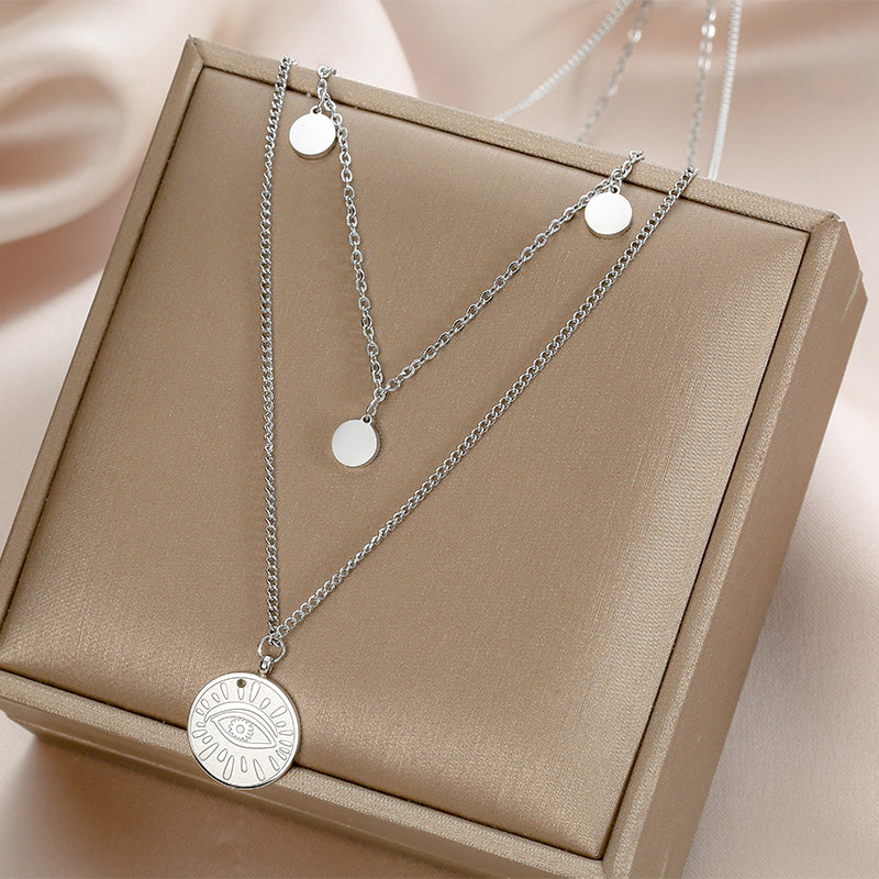 Evil Eye Protection Pendant with Clavicle Chain