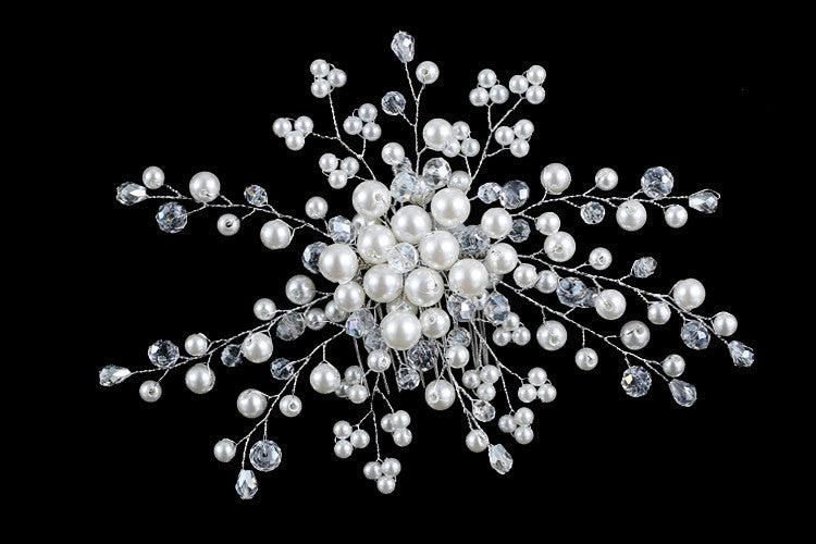 Handmade Beaded Crystal String Haircomb for Bridal