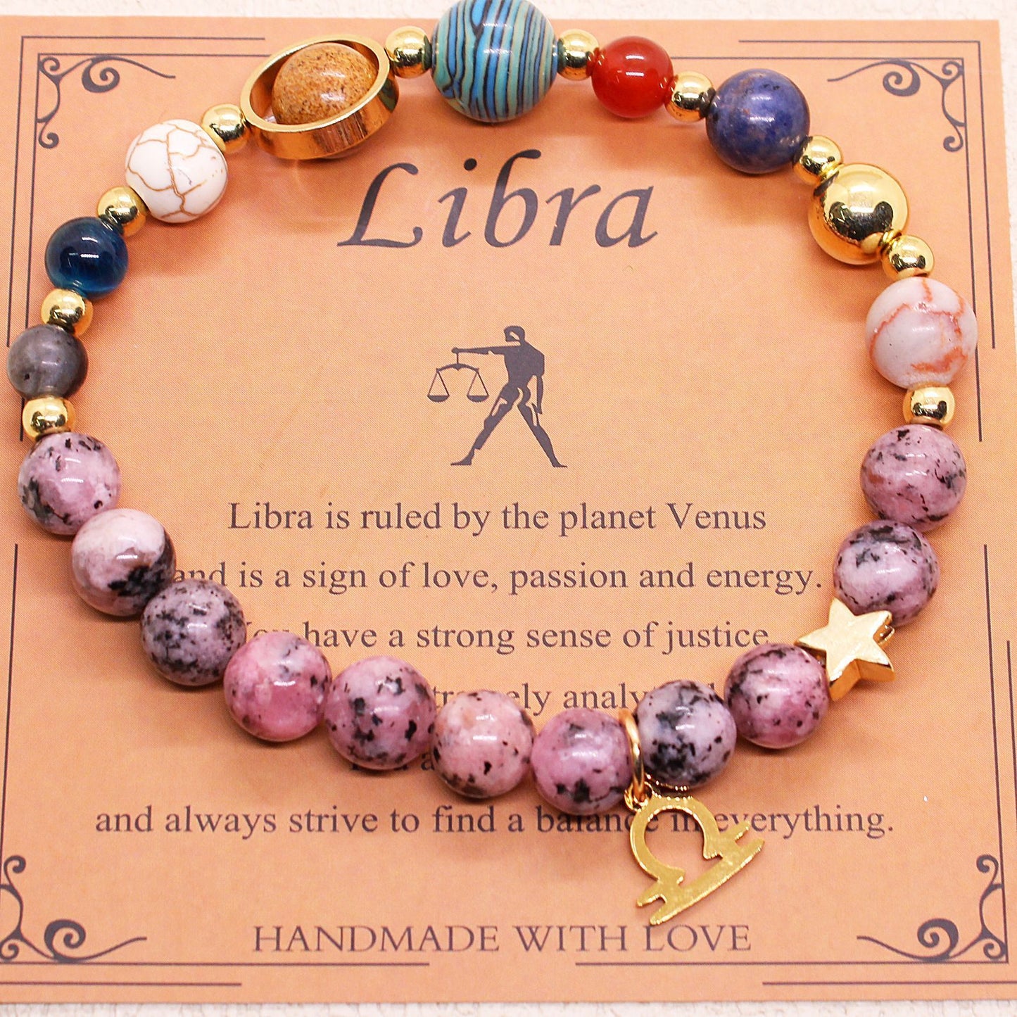 "Beads of Zodiac" - Natural Hemp Stone Bracelet