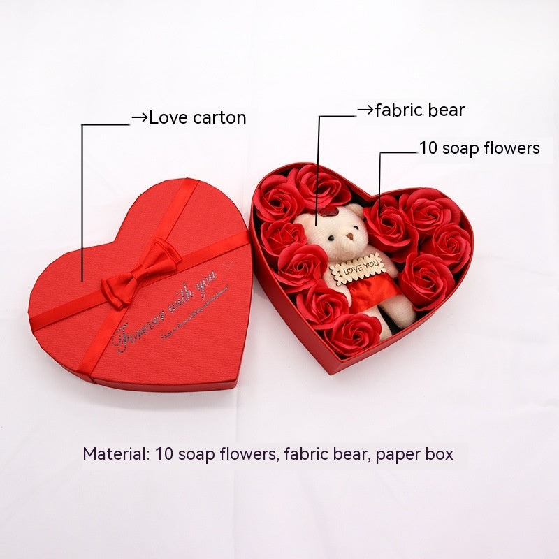 Teddy Bear Heart-shaped Rose Soap Gift Box