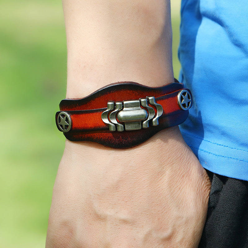 Simple Multi-Layered Leather Bracelet