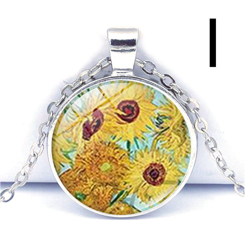 Van Gogh Star Moon Night Time Gemstone Necklace