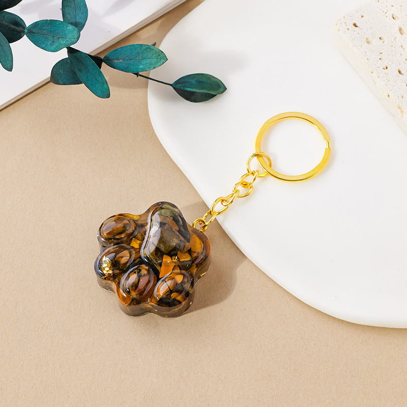 Natural Crystal Cat's Paw Keychain