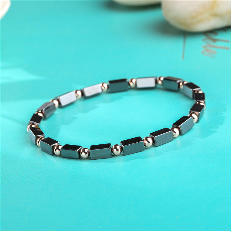 Black Iron Stone Flying Saucer Woven Bracelets - Set of Three