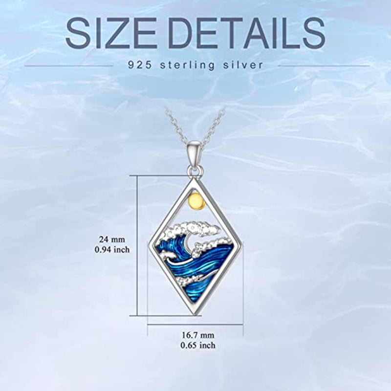 Ocean Wave Sun Pendant Necklace