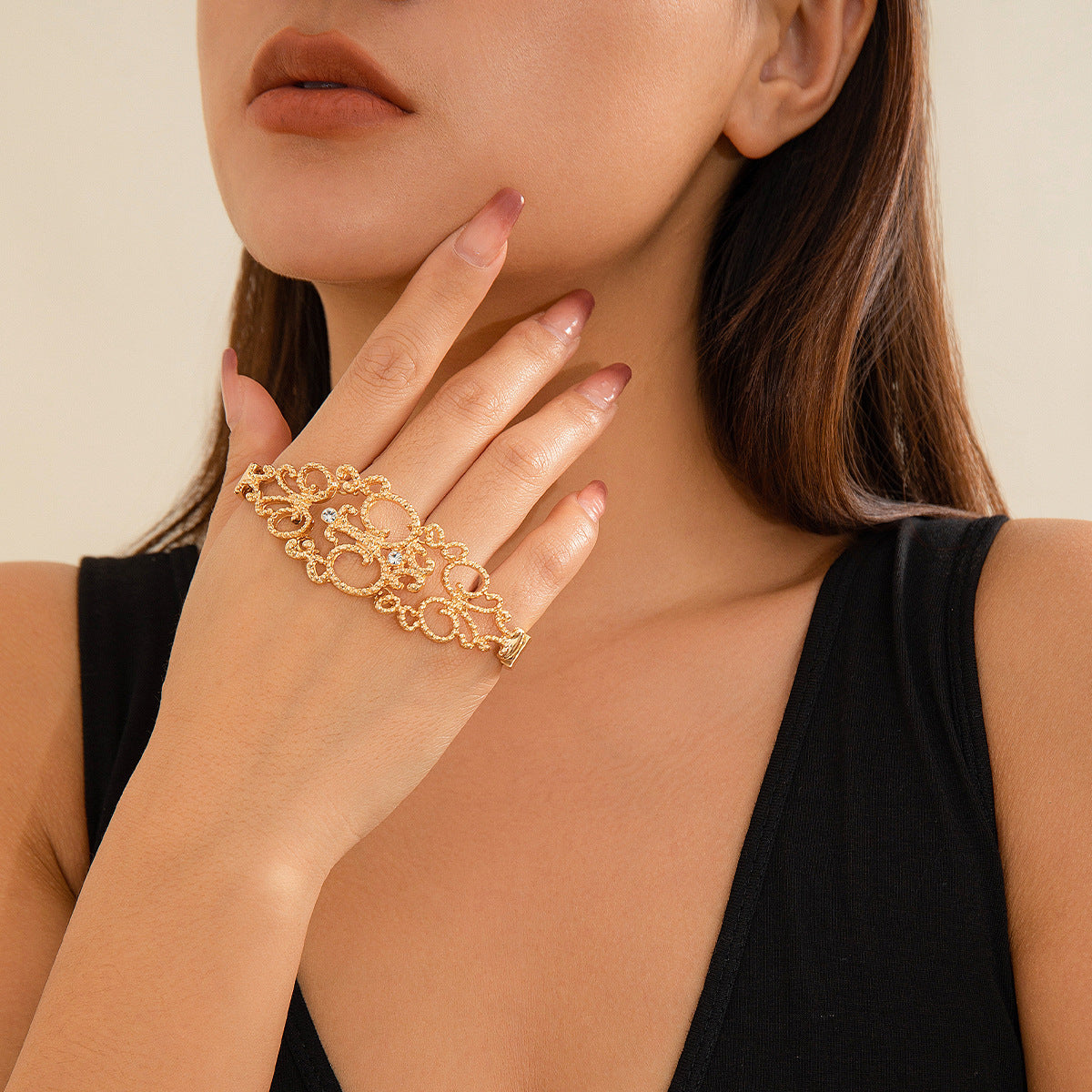 "Goth Glam" - Vintage Goth Hand Bracelet