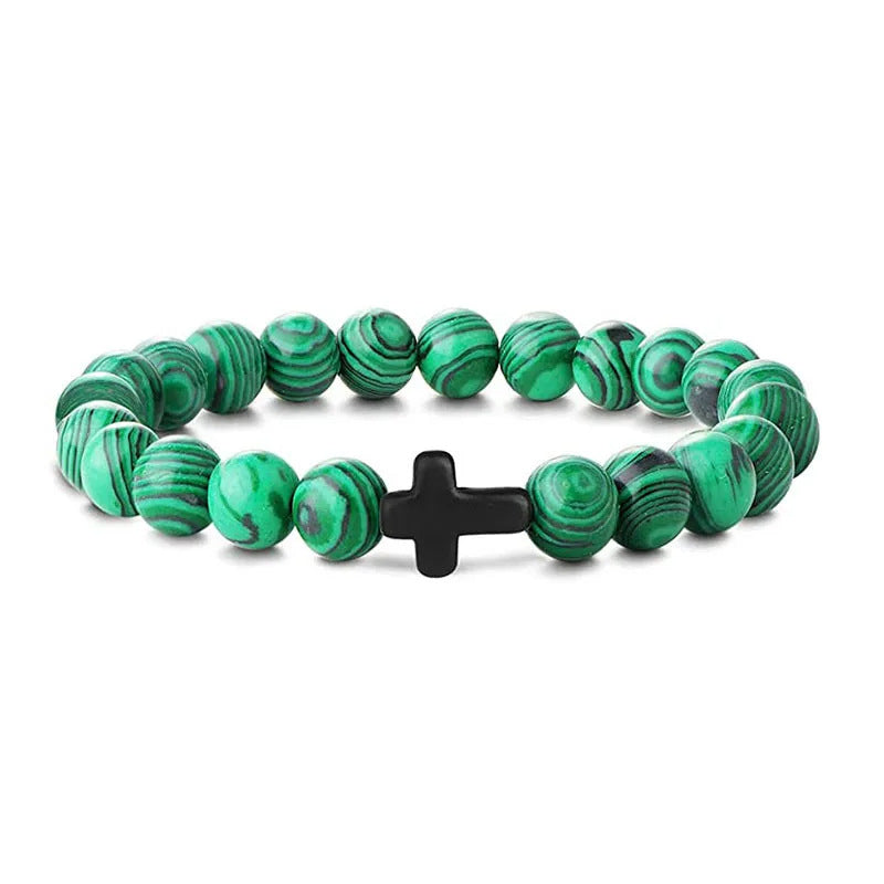 Natural Stone Beaded Cross Bracelets