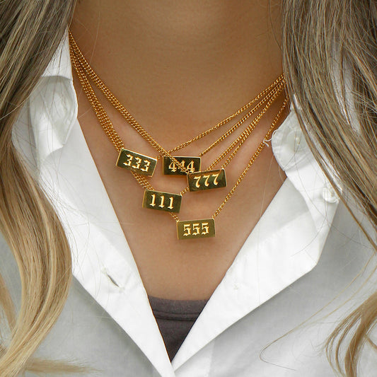 Temperament Numerology Titanium Steel 18K Gold Necklace