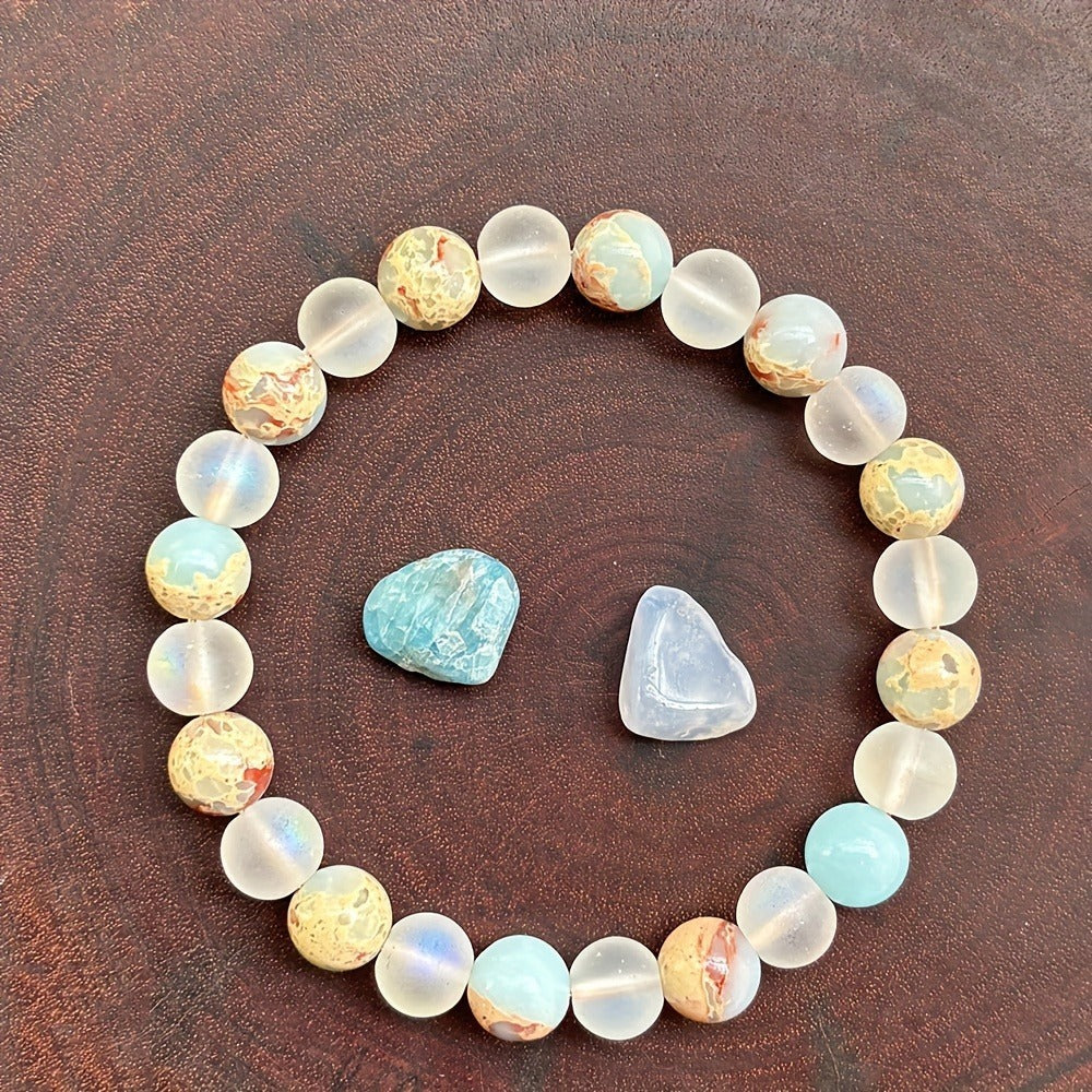 "New Beginnings" - Handcrafted  Colorful Frosted Beaded Bracelet