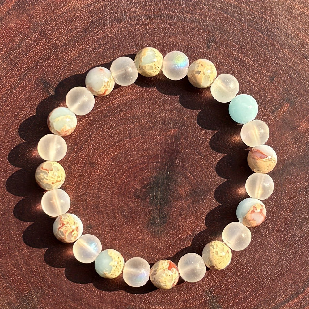 "New Beginnings" - Handcrafted  Colorful Frosted Beaded Bracelet