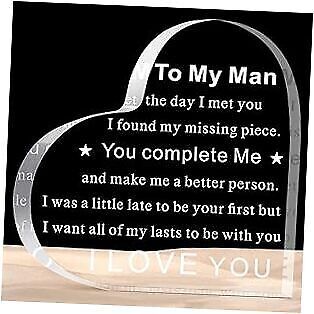 "To My Man" - Acrylic Transparent Heart-shaped Plaque