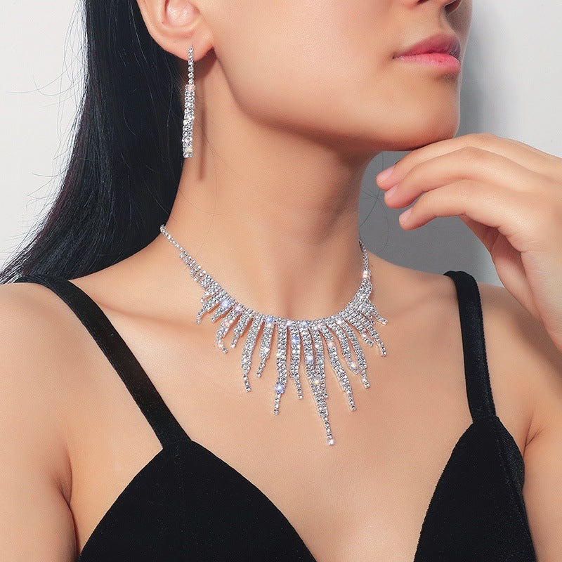 Rhinestone Necklace and  Earrings Set