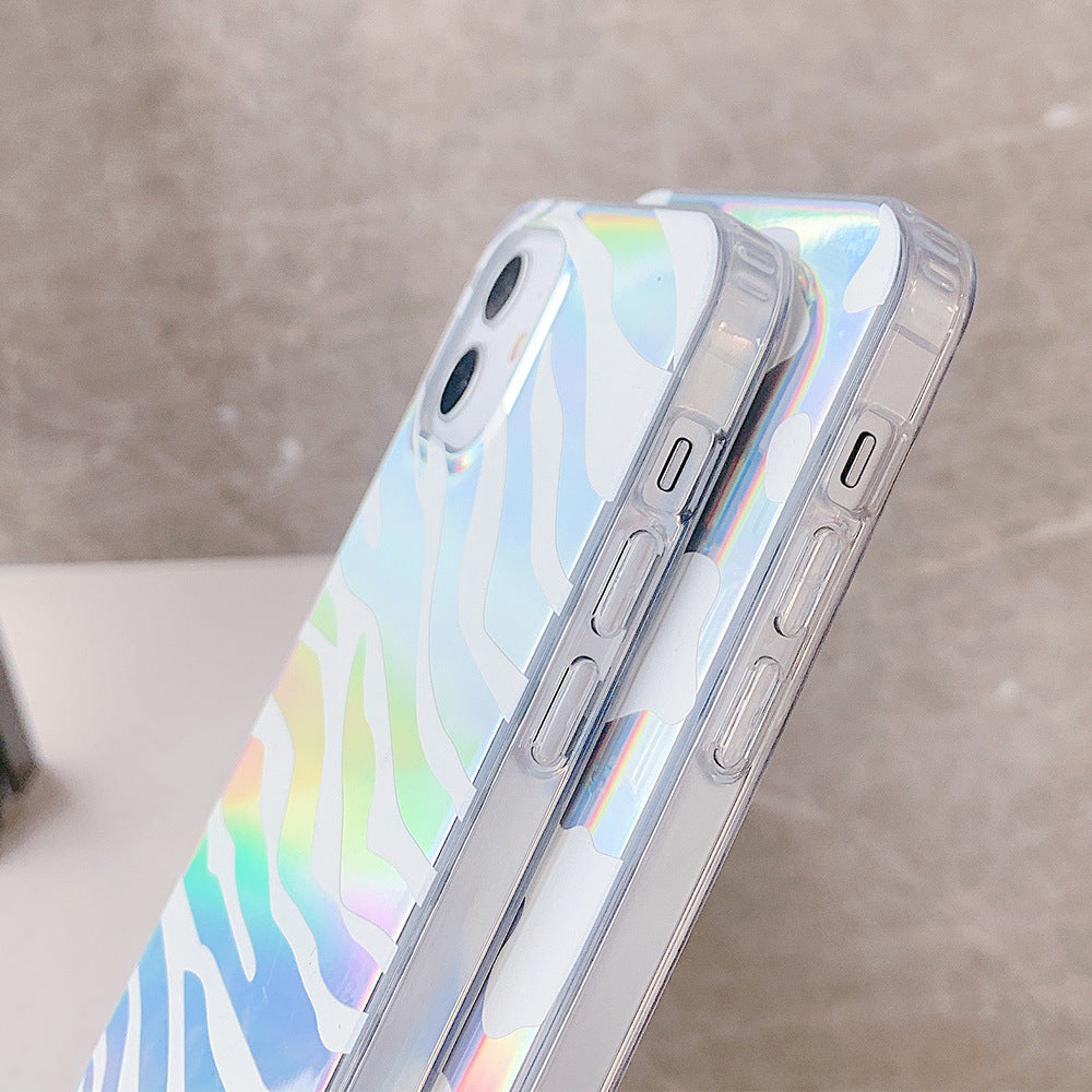 Double-sided Laminating Laser Zebra Print and Leopard Print Phone Cases- iPhone 7-13 Pro Max