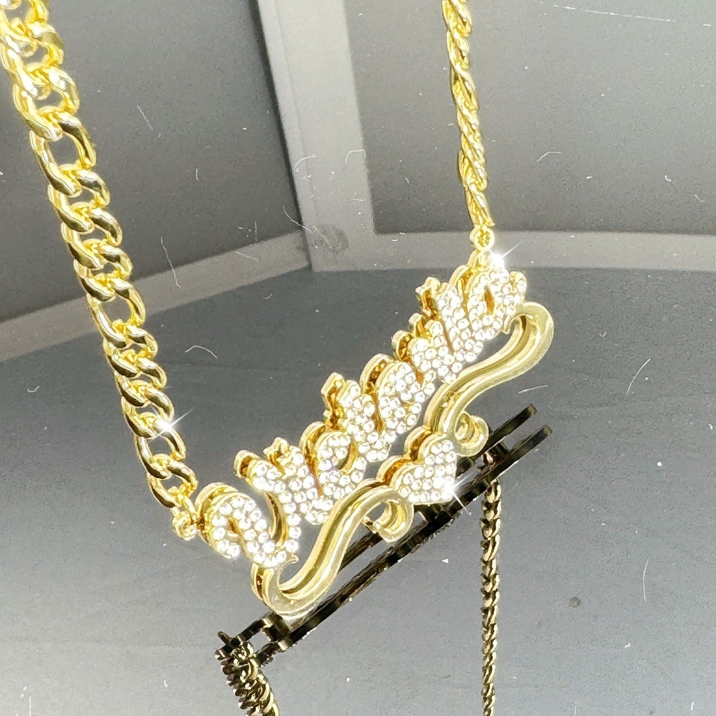 Personalized  Heart-shaped Double-layer Nameplate Necklace