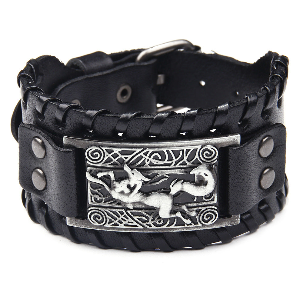 Leather Metal Extra Wide Bracelet