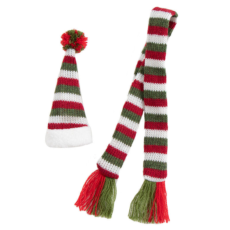 Knitted Wool Christmas Hat and Scarf for Wine Bottle