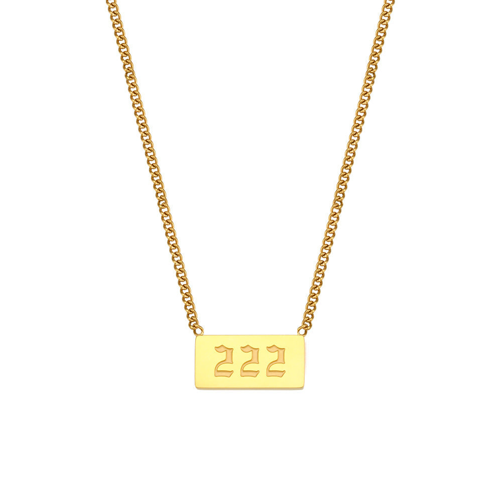 Temperament Numerology Titanium Steel 18K Gold Necklace