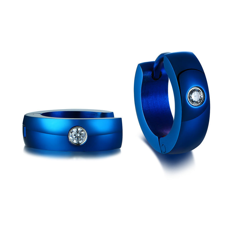 Stainless Steel Huggie Earrings with Diamond