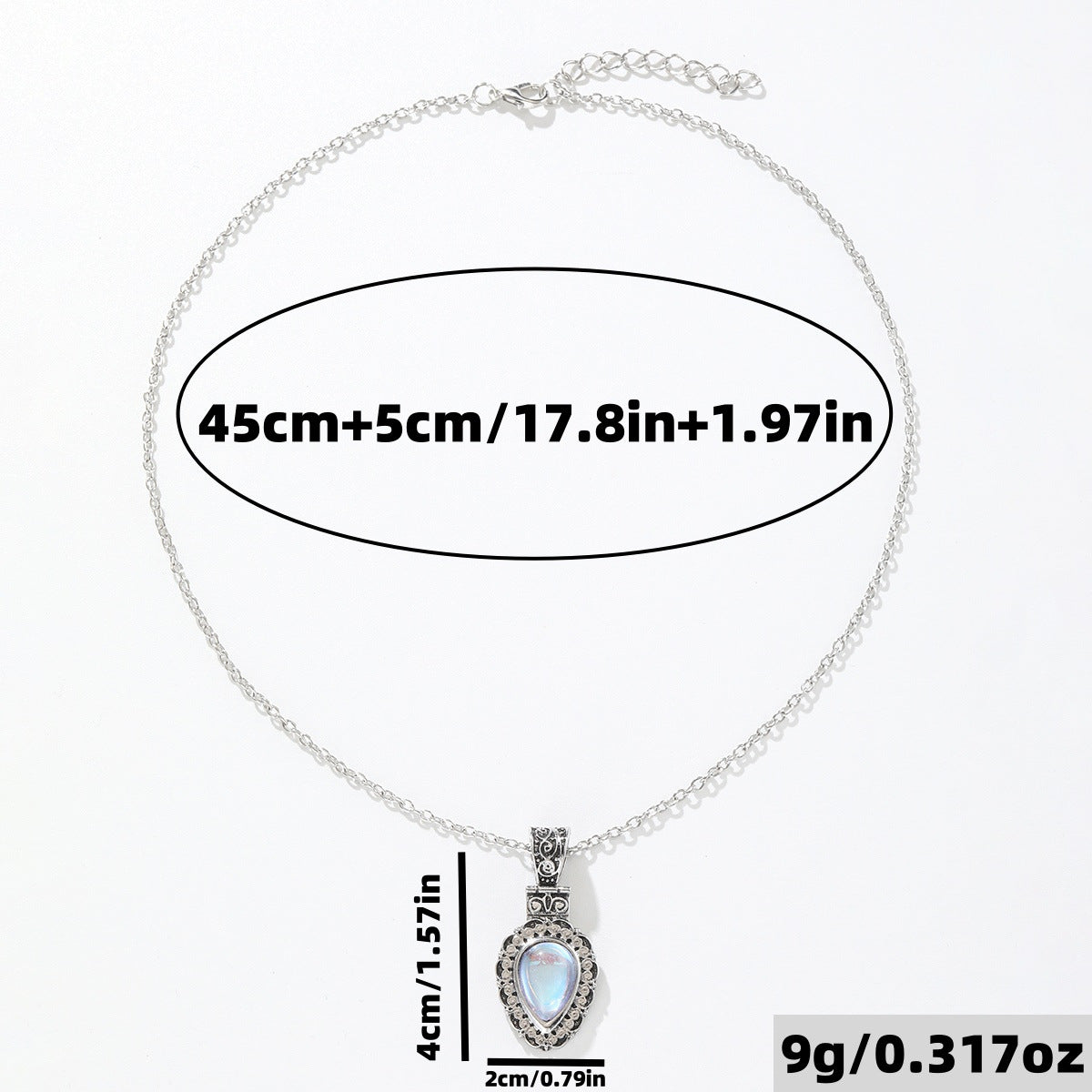 Vintage Moonstone Drop Necklace