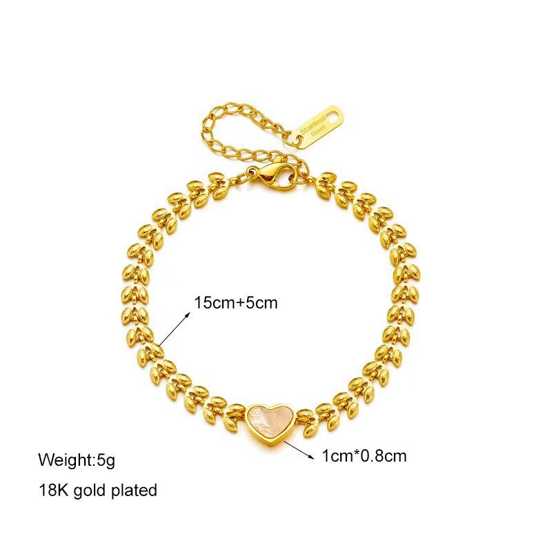 Retro 18K Moonstone Shell Bracelet
