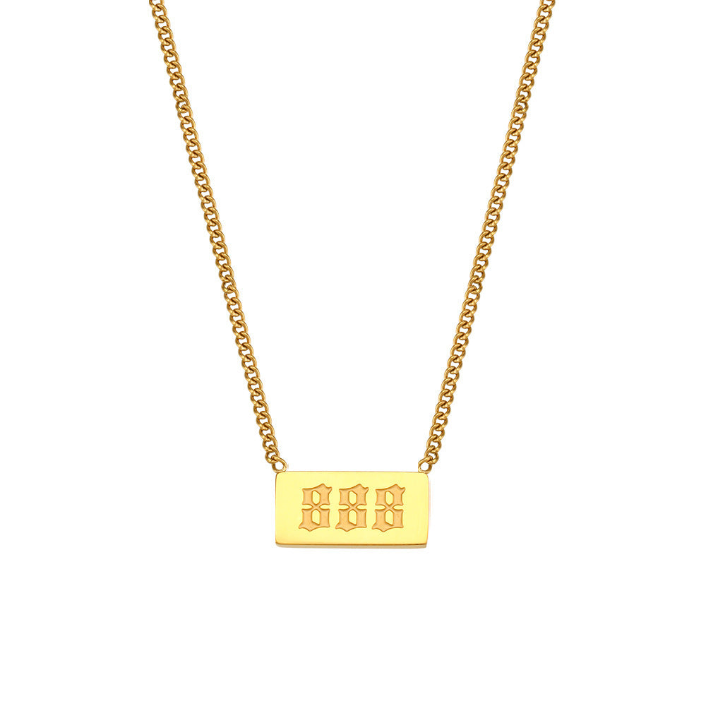 Temperament Numerology Titanium Steel 18K Gold Necklace