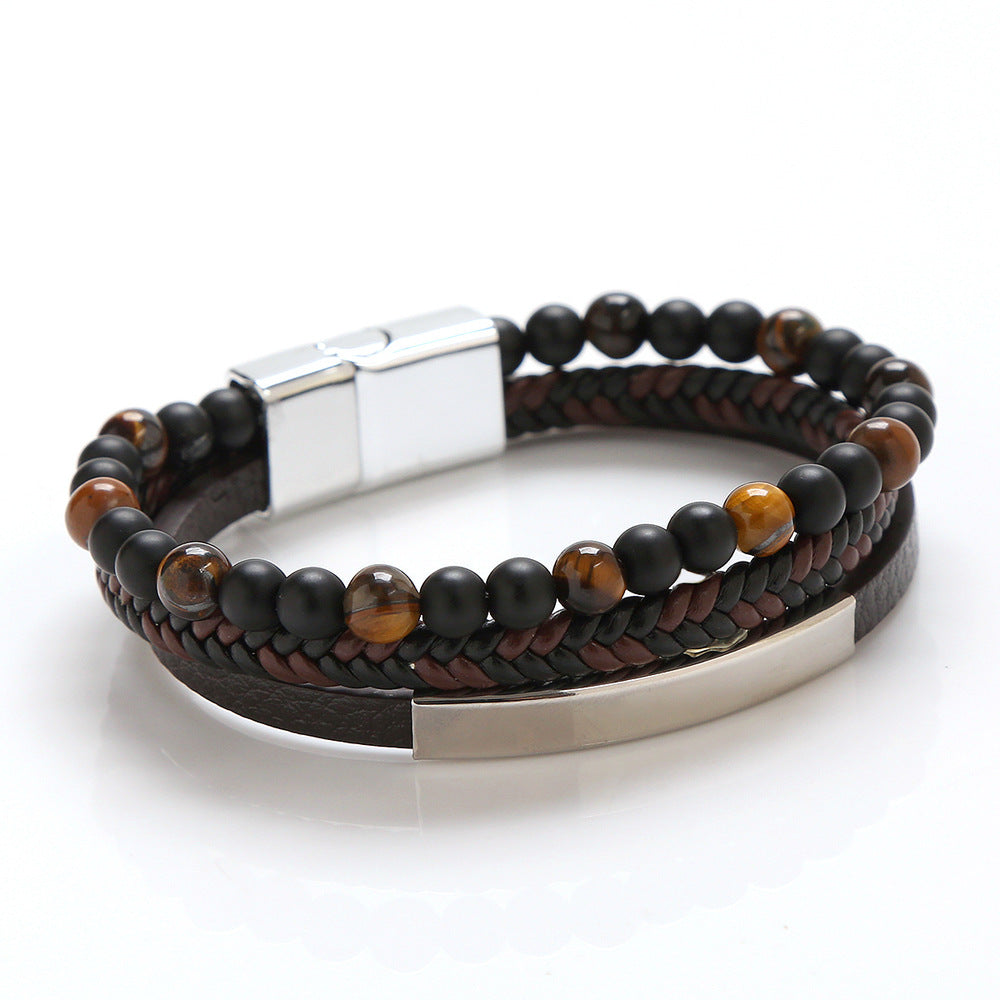 Beaded Magnetic Stainless Steel Buckle Bracelet