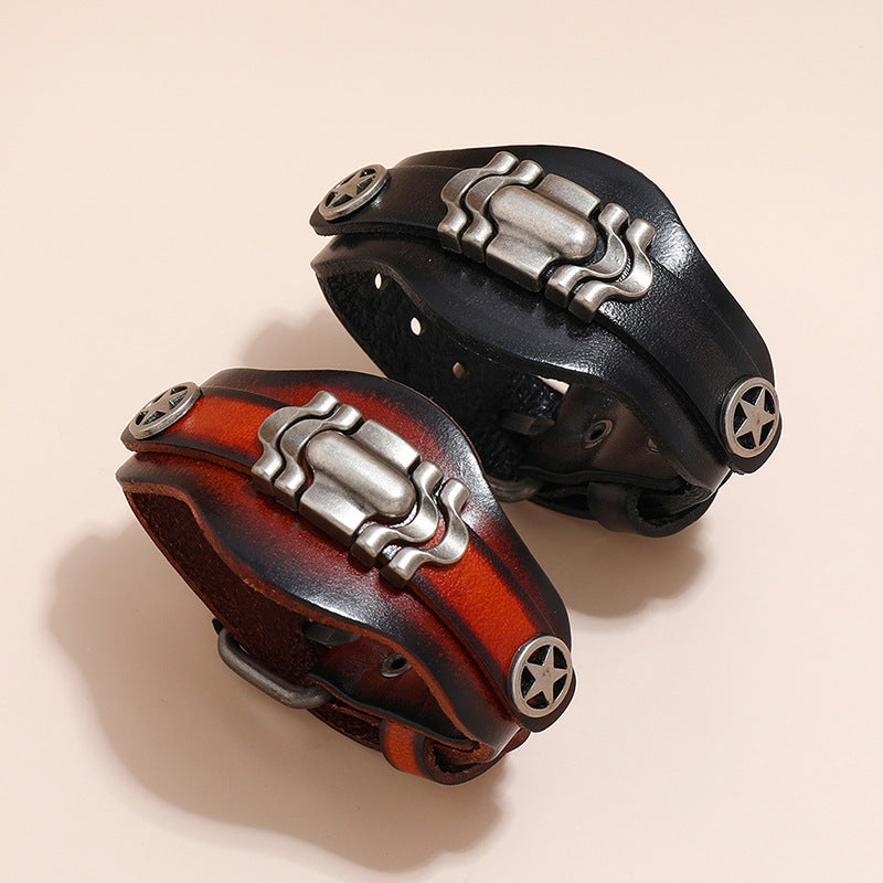 Simple Multi-Layered Leather Bracelet