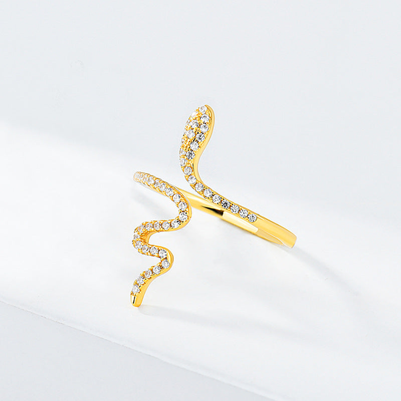 Sterling Silver Diamond Snake Ring