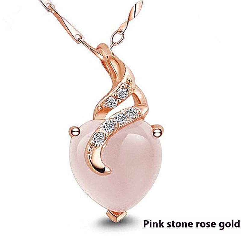 Natural Rose Quartz Pendant Necklaces