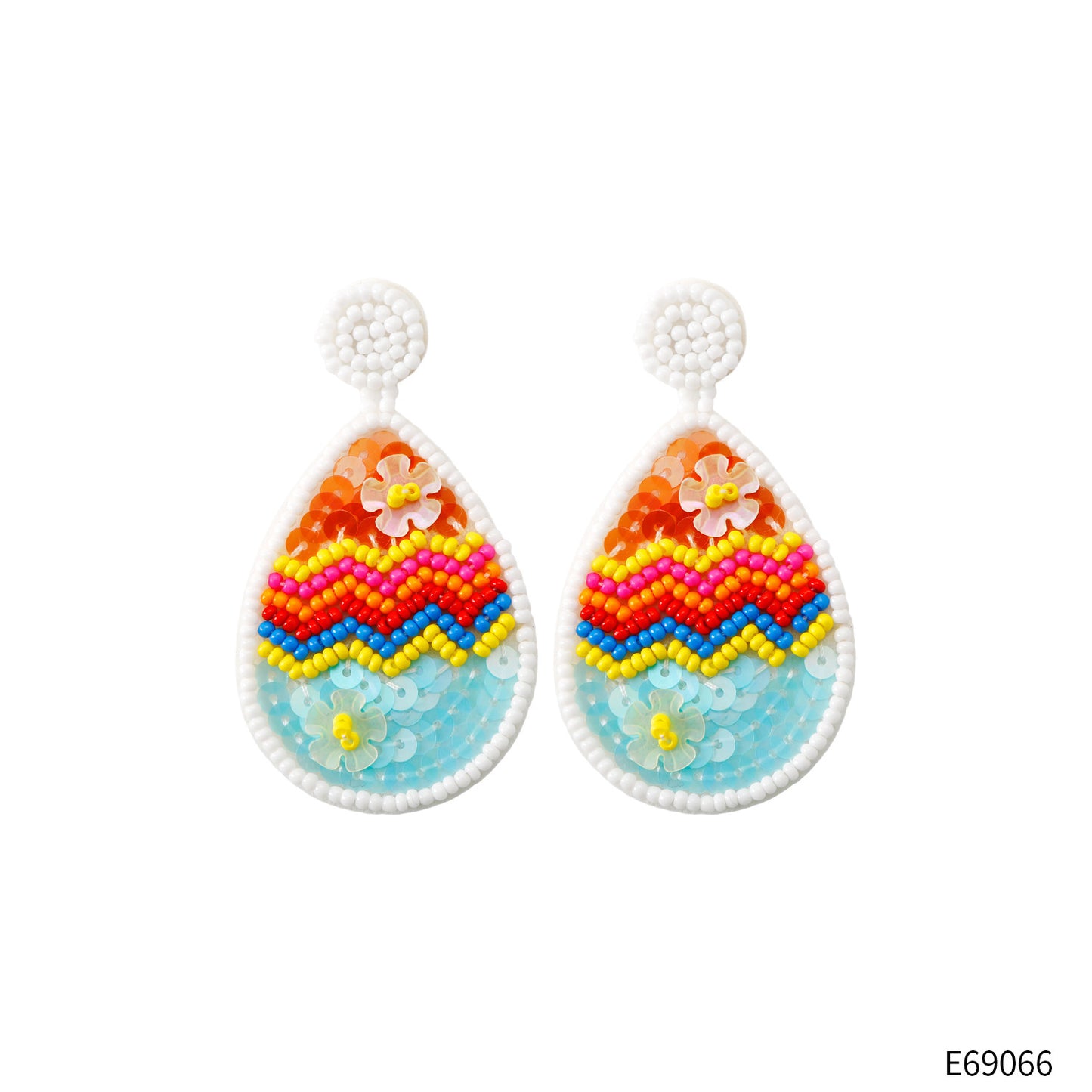 Handwoven Multicolored Easter Egg Earrings