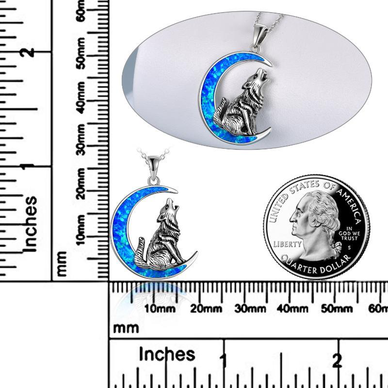 "Every Blue Moon" - Opal Moon Wolf Necklace