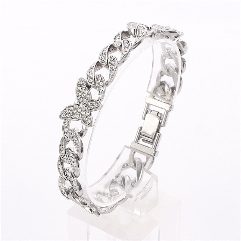 Micro-inlaid Zircon Butterfly Cuban Bracelet
