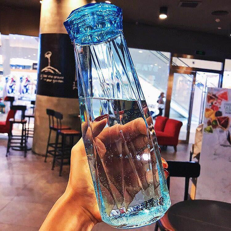 "Colorful Crystals"- BPA Free Glass Water Bottle (Perfect for Kids)