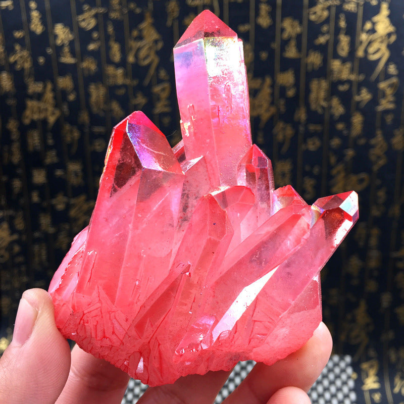 Pink Crystal Cluster Sculpture For Home Decor
